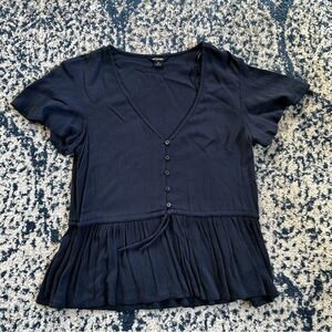 Monki Navy Blue Peplum Top